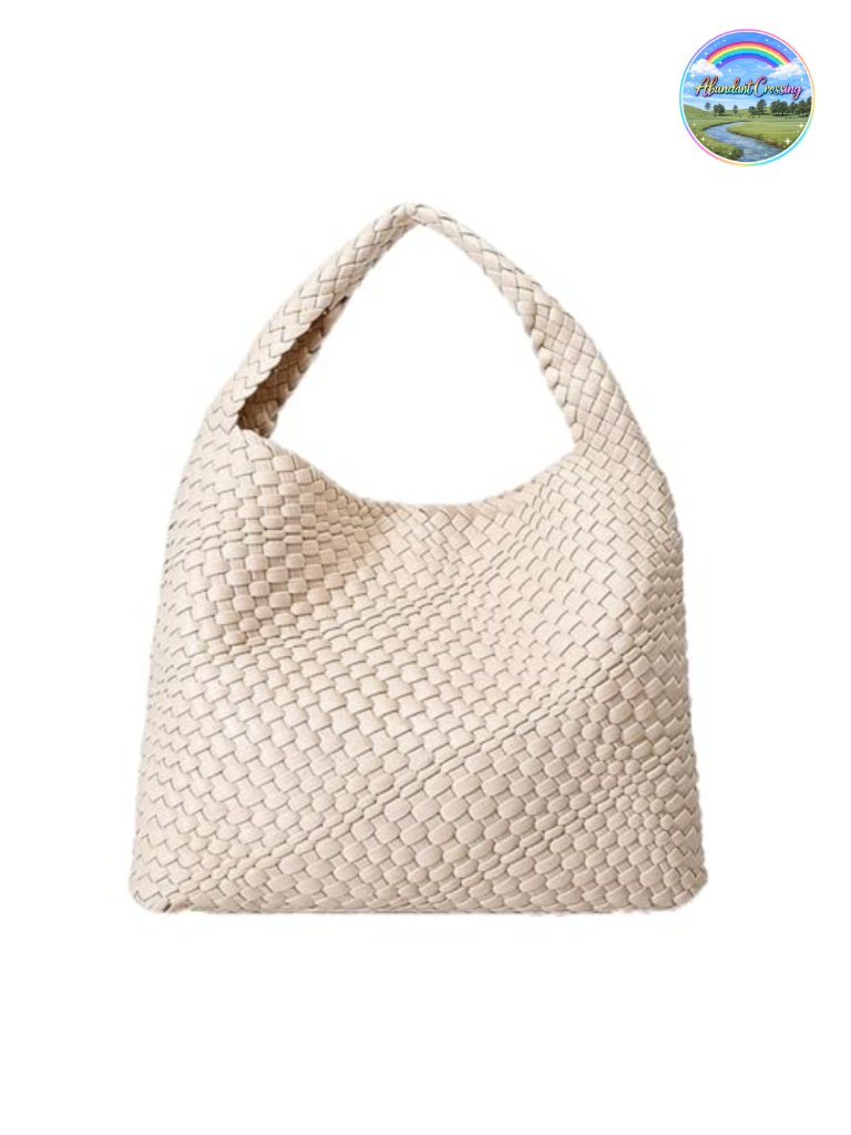 Large Vegan Leather Woven Tote Bag Hobo Shoulder Bag Work Travel Handbag